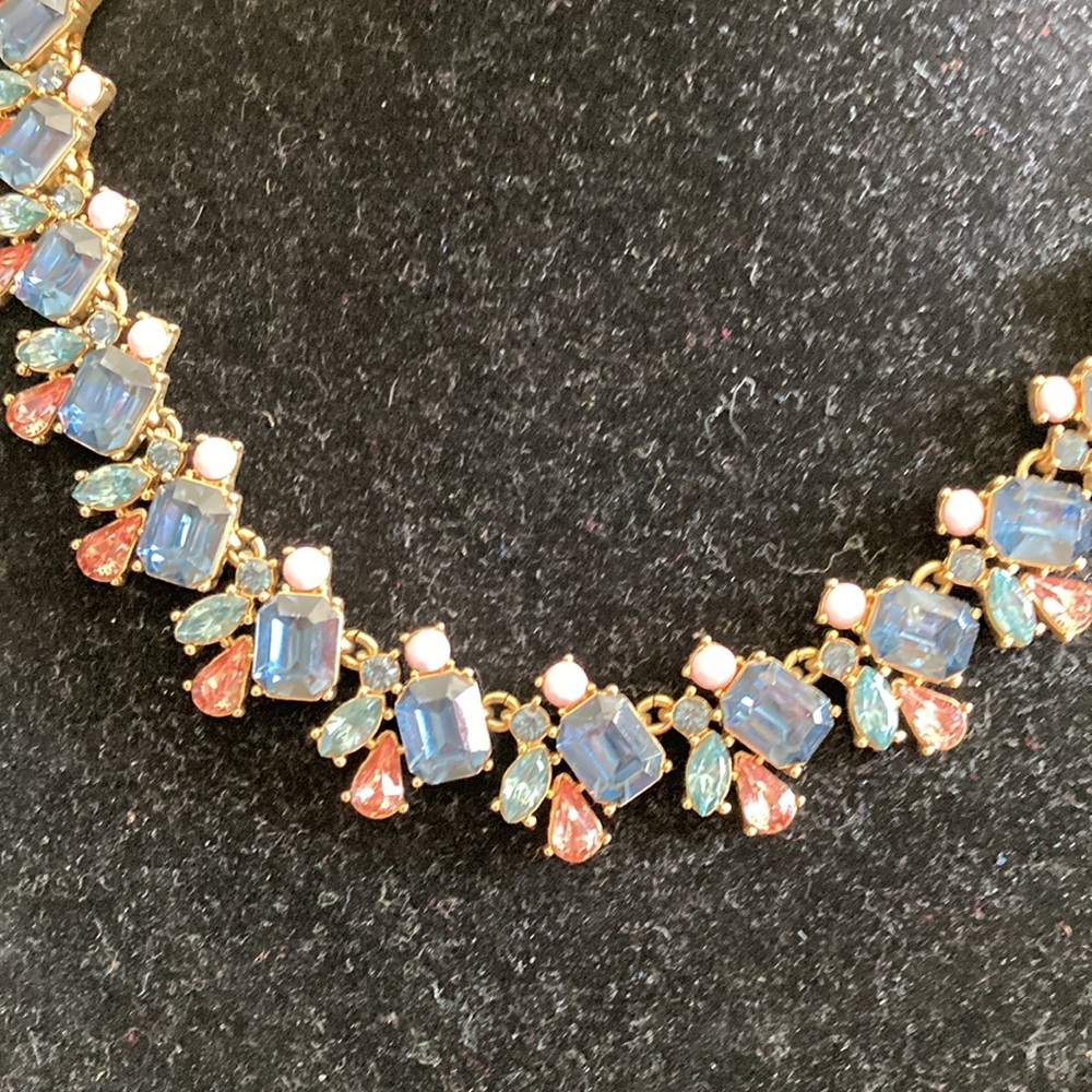 JCrew Gold-Tone Pastel Crystal Statement Necklace - Blue, Pink & Coral